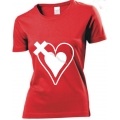 Tricou femei rosu inima-cruce